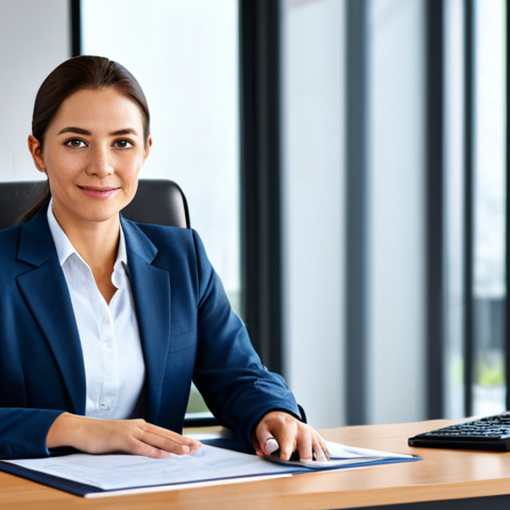 Professional Businesswoman in Modern Office**

"A professional businesswoman in a modest business suit, sitting at a desk in a modern office, fully clothed, appropriate attire, safe for work, perfect anatomy, natural proportions, professional photography, high quality, family-friendly."

**